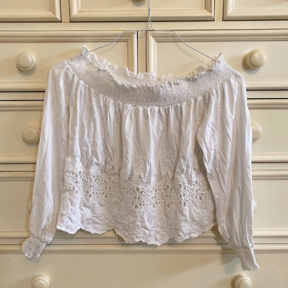 Topshop Off-The-Shoulder White Blouse